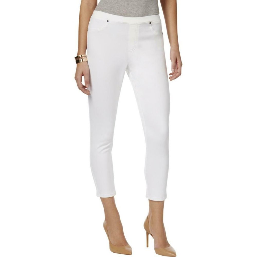 !~ White Mid Rise Petite Pull-On Capri Leggings ~!